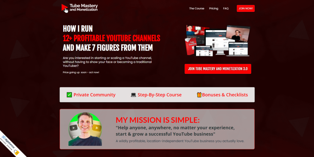 Tube Mastery and Monetization Review Home page